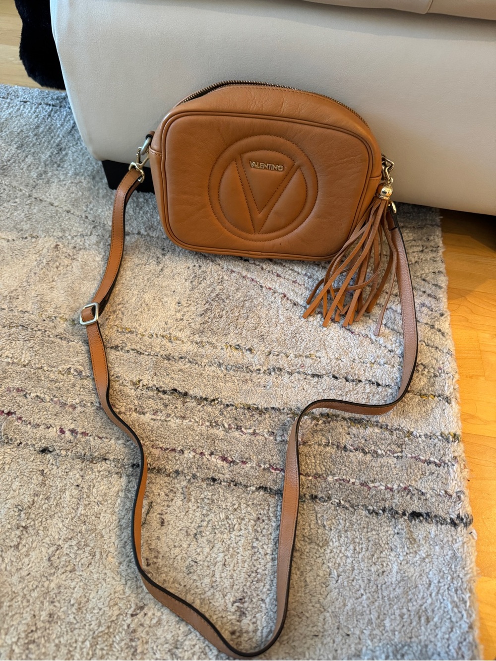 Valentino Chestnut Leather Crossbody with Tassel